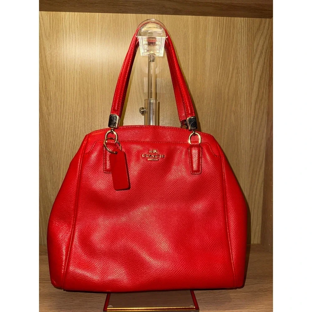 Coach Kelsey Satchel Red Leather Handbag with Crossbody